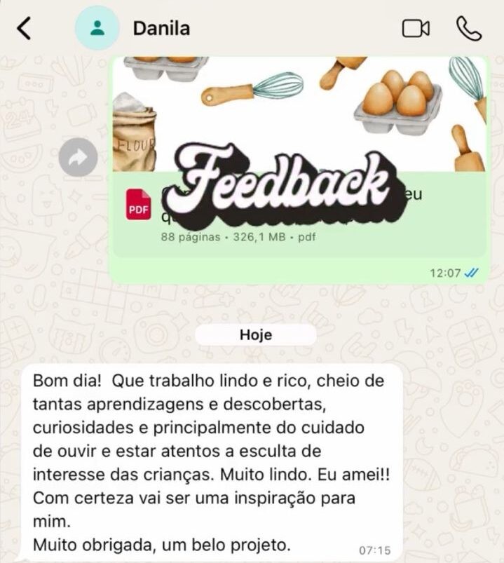 Print do depoimento: Danila · sobre outro projeto da Fran